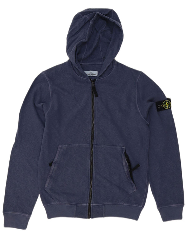 Stone Island Boys Zip Hoodie Sweater 11-12 Years Navy Blue Cotton