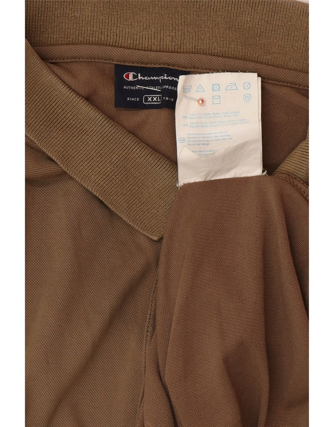 CHAMPION Mens Polo Shirt 2XL Brown Cotton