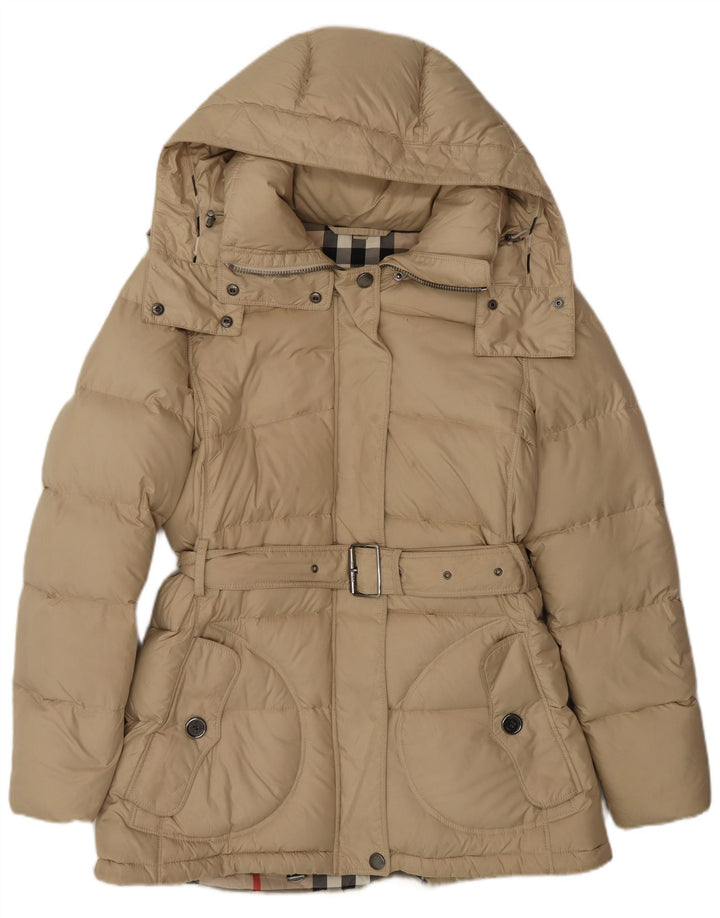 BURBERRY Womens BRIT Hooded Padded Coat UK 12 Medium Beige Classic