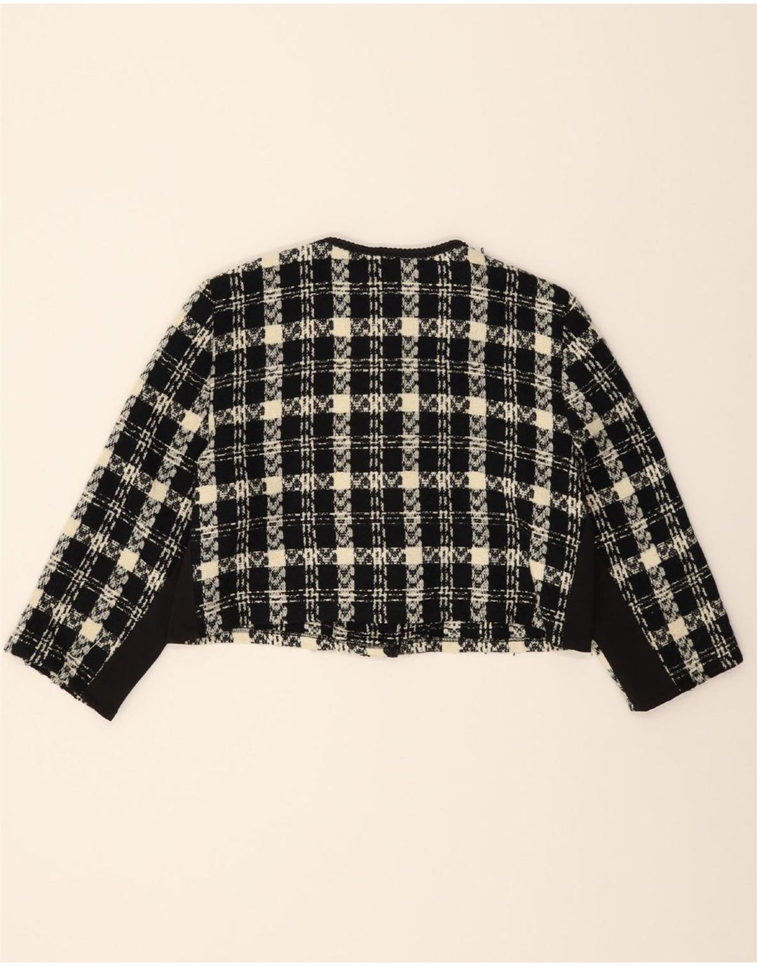 LAUREN ELEXANDRA Womens 3/4 Sleeve Bolero Jacket US 10 Large Black Check Vintage Lauren Elexandra and Second-Hand Lauren Elexandra from Messina Hembry 