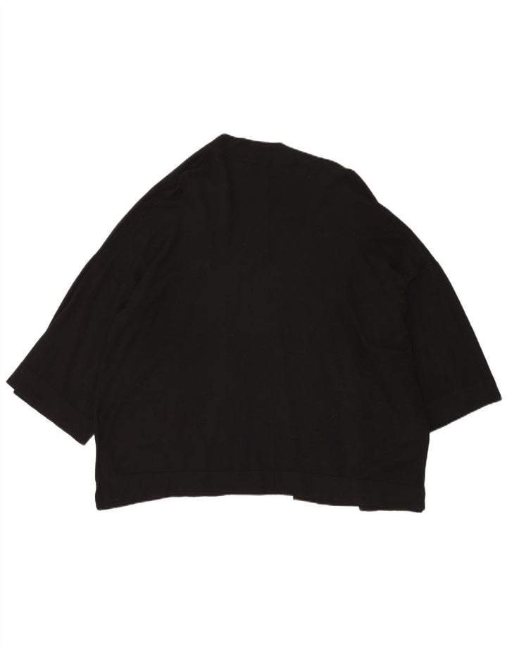 ZARA Womens Oversized 3/4 Sleeve Open Cardigan Sweater UK 10 Small Black