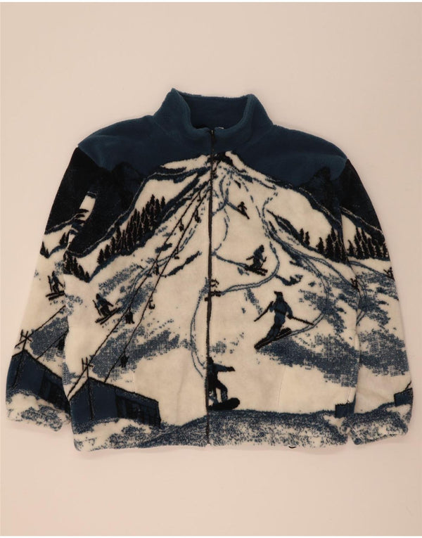 Galloway Mens Abstract Pattern Fleece Jacket UK 44 2XL Blue Colourblock