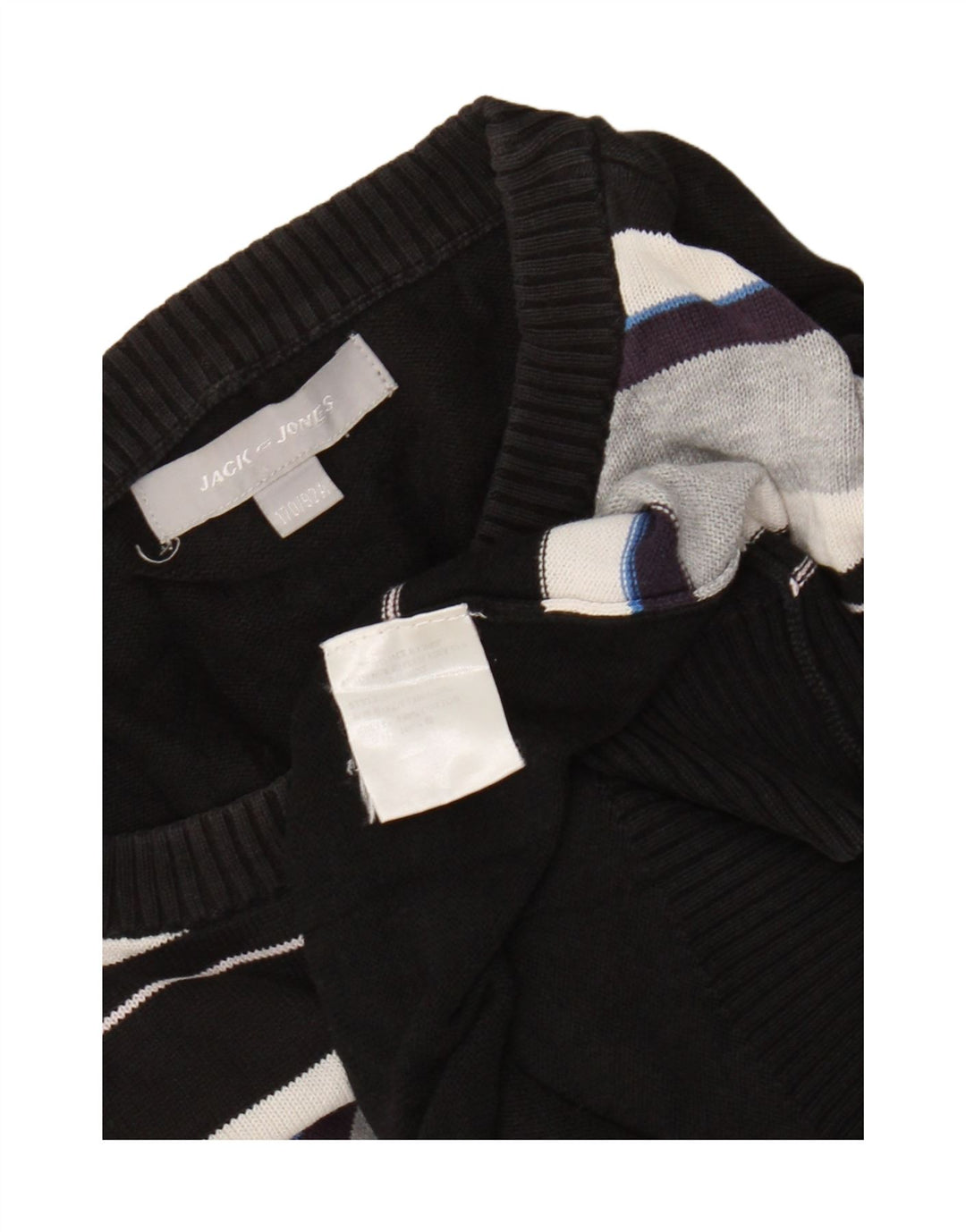 Jack & Jones Boys Crew Neck Jumper Sweater 15-16 Years Black Striped Cotton