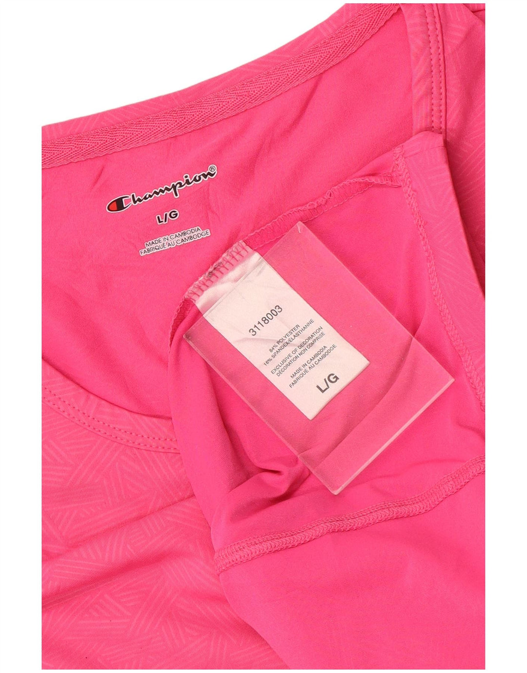 Champion Womens T-Shirt Top UK 16 Large Pink Geometric Polyester Sports