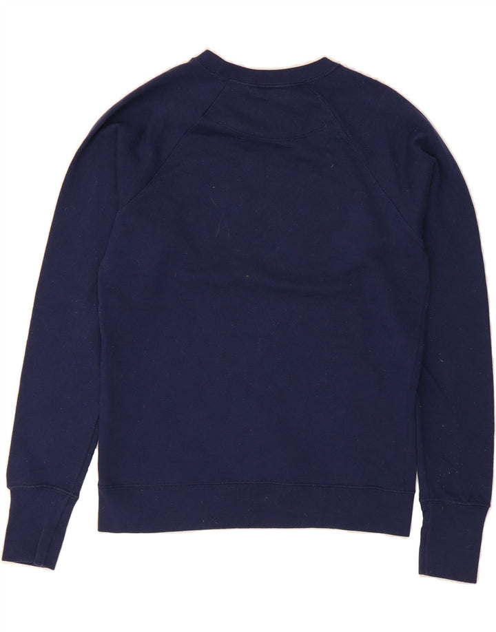 CHAMPION Womens Graphic Sweatshirt Jumper UK 14 Medium Navy Blue Polyester Vintage Champion and Second-Hand Champion from Messina Hembry 