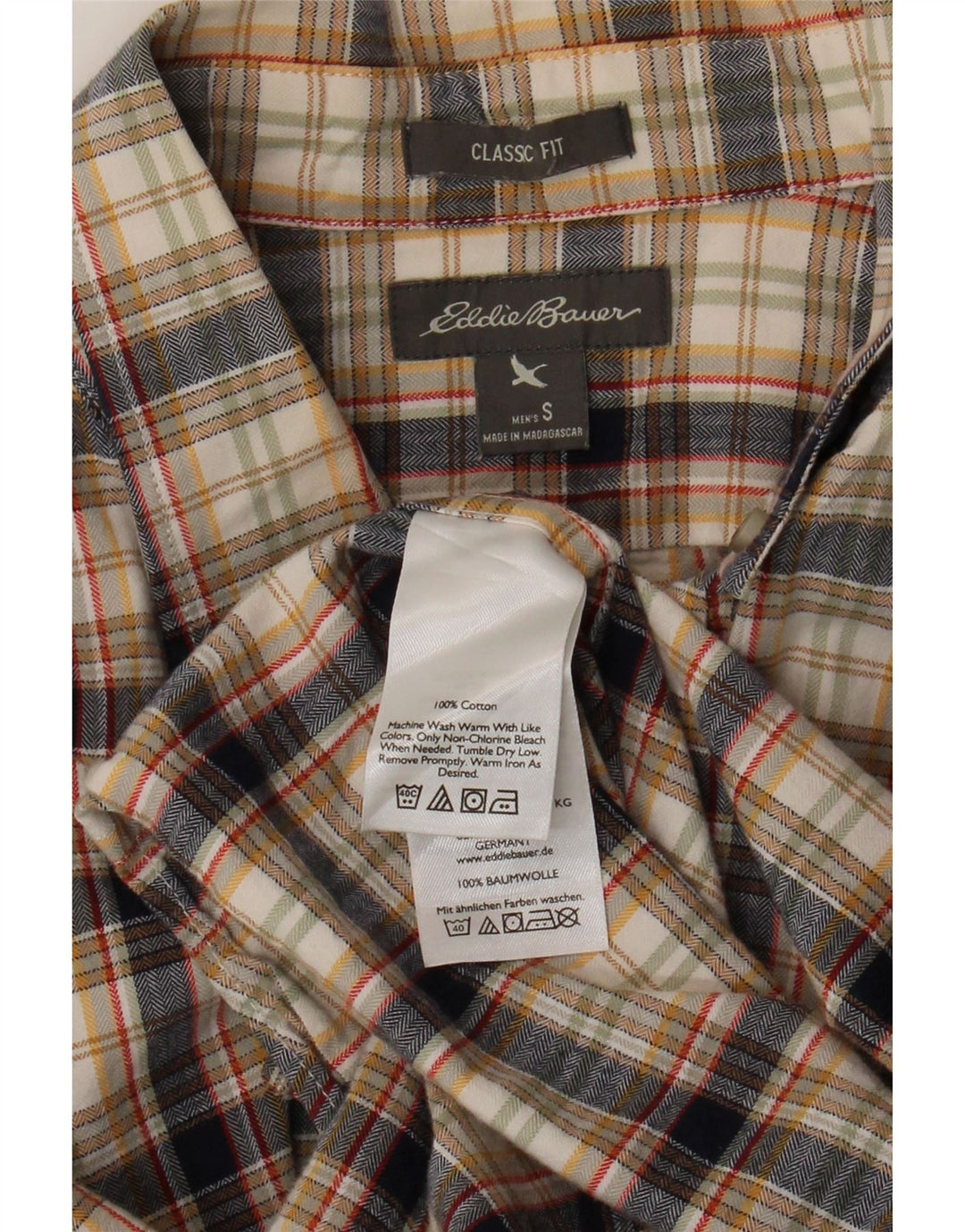 Eddie Bauer Mens Classic Fit Flannel Shirt Small Multicoloured Check Cotton