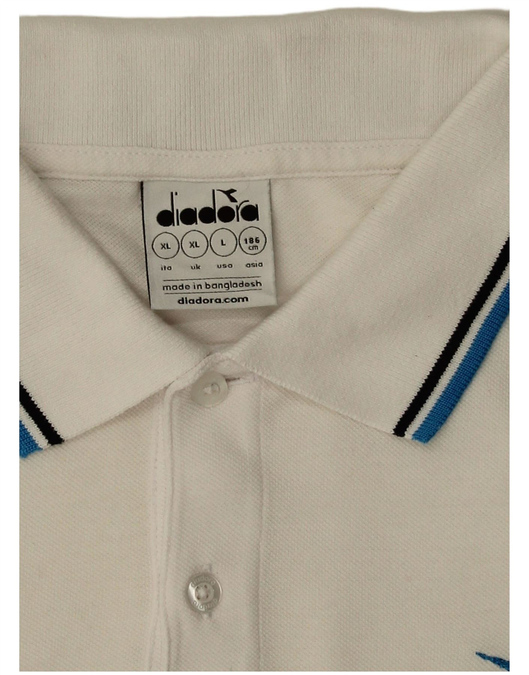 DIADORA Mens Polo Shirt XL White Cotton