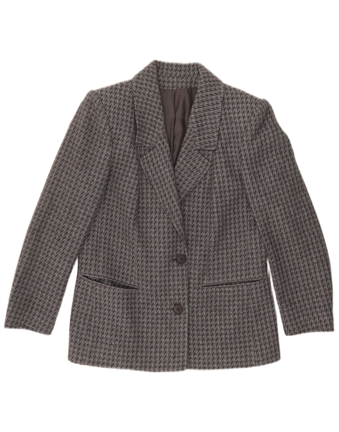 Vintage Womens 2 Button Blazer Jacket IT 43 Medium Grey Houndstooth