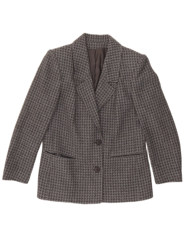 Vintage Womens 2 Button Blazer Jacket IT 43 Medium Grey Houndstooth