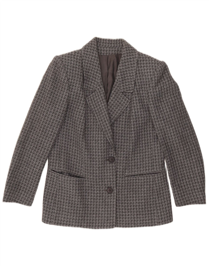 Vintage Womens 2 Button Blazer Jacket IT 43 Medium Grey Houndstooth