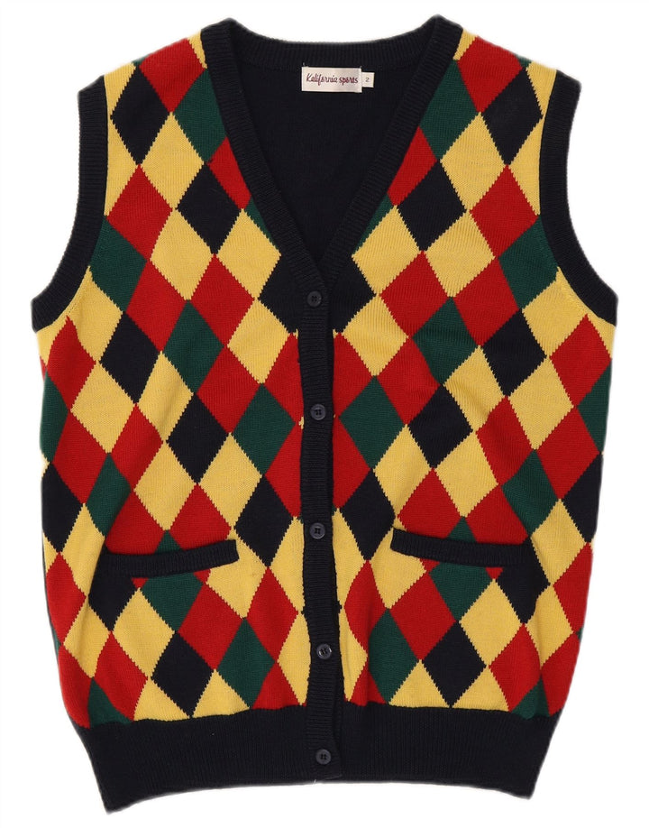 Vintage Womens Oversized Cardigan Sweater US 2 XS Multicoloured