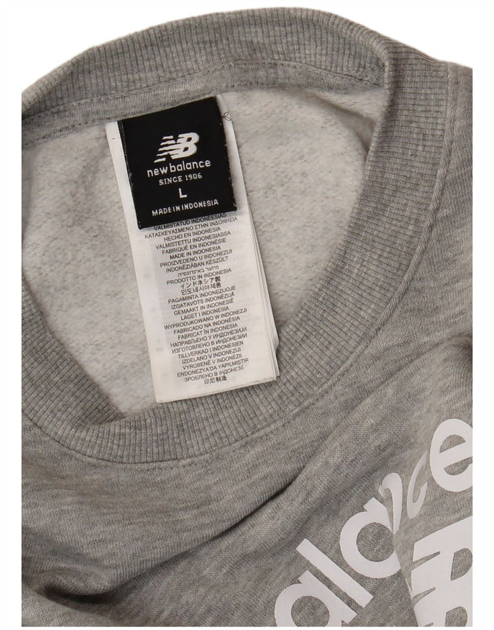 NEW BALANCE Womens Graphic Sweatshirt Jumper UK 16 Large Grey Cotton