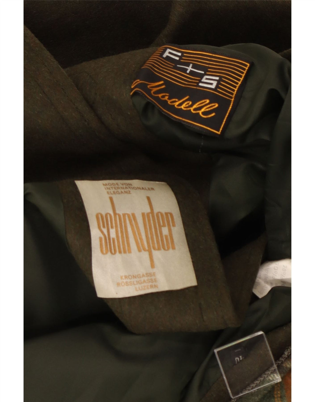 Vintage Womens Hooded Duffle Coat EU 40 Medium Khaki Wool