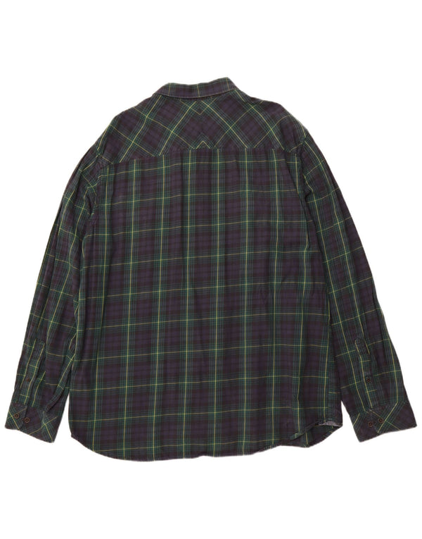TIMBERLAND Mens Earthkeepers Slim Fit Flannel Shirt 3XL Navy Blue Check