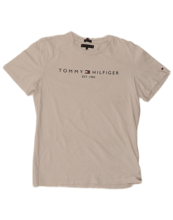 TOMMY HILFIGER Boys Graphic T-Shirt Top 15-16 Years White Cotton