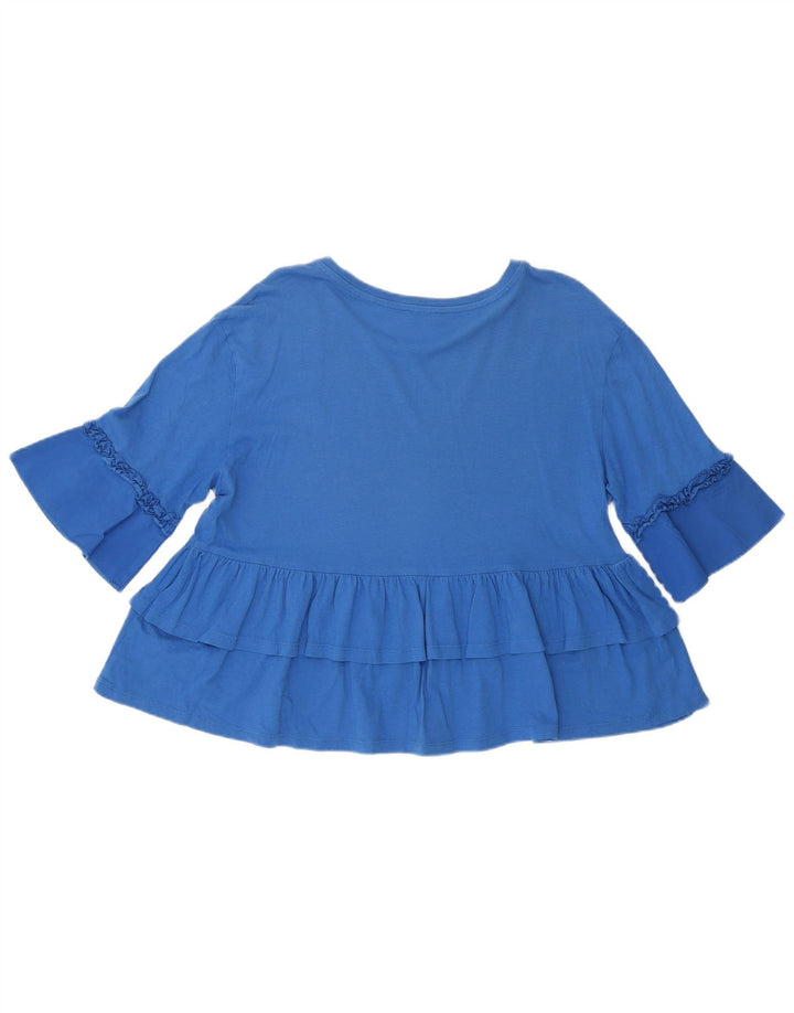 Benetton Womens Crop T-Shirt Top UK 12 Medium Blue