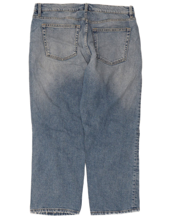 Marks & Spencer Womens Crop Straight Jeans UK 14 Large W36 L25 Blue Cotton