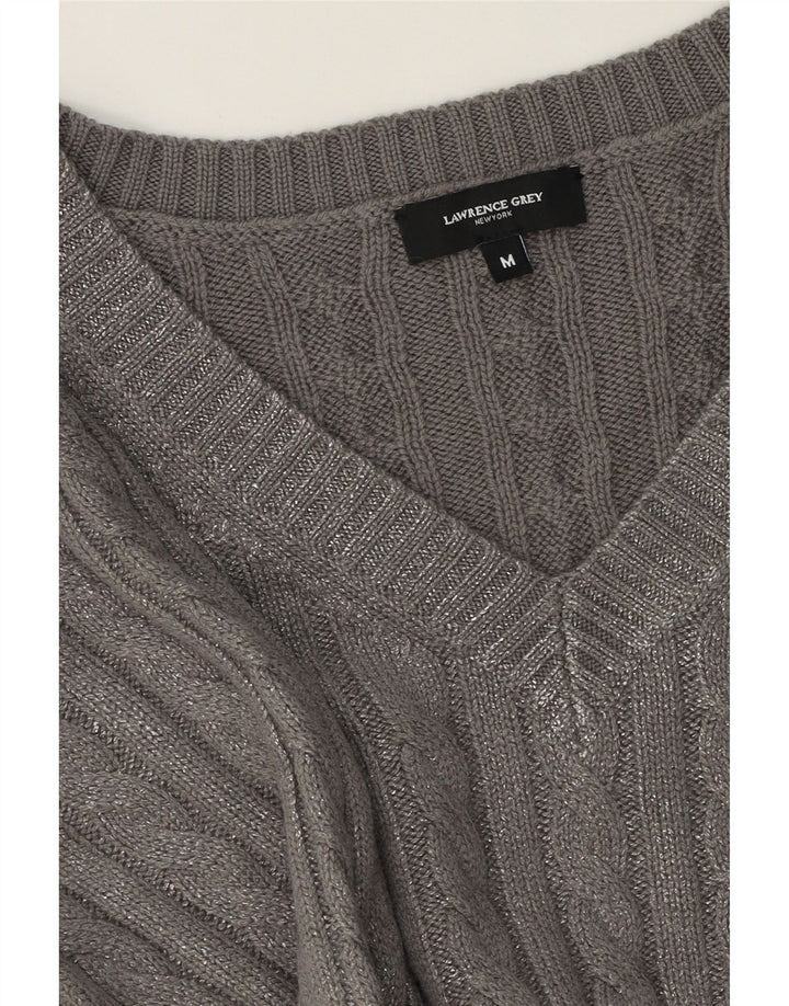 LAWRENCE GREY Womens V-Neck Jumper Sweater UK 14 Medium Grey Vintage Lawrence Grey and Second-Hand Lawrence Grey from Messina Hembry 
