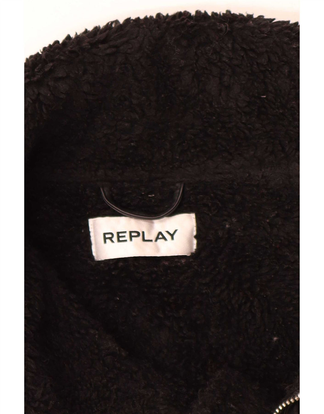 Replay Womens Graphic Sherpa Jacket UK 14 Large Brown Polyester