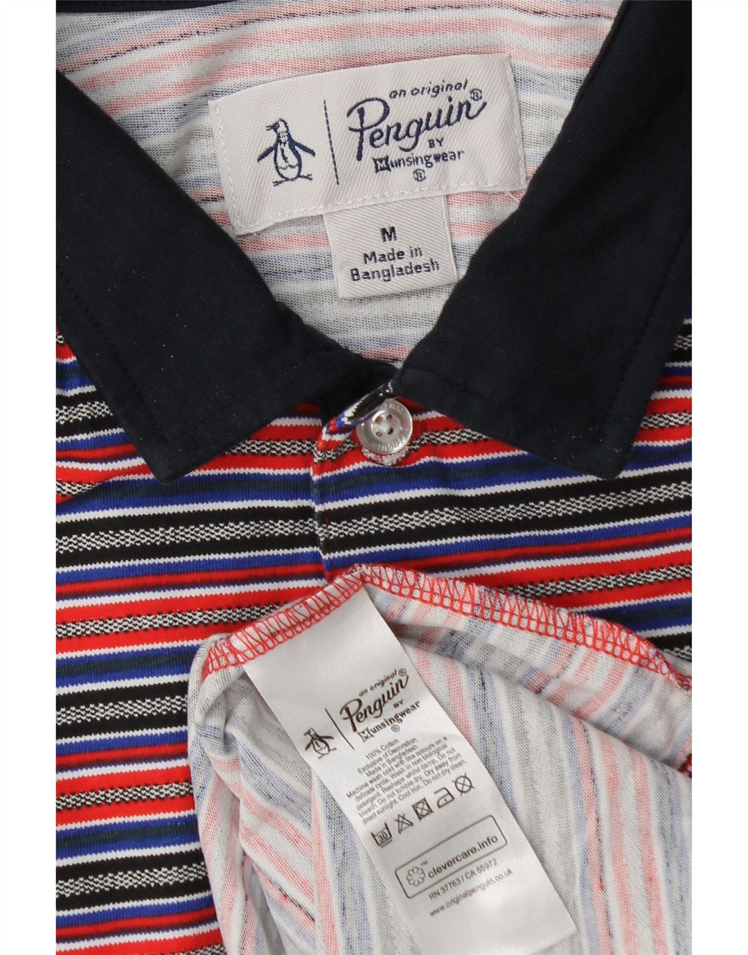 Penguin Mens Polo Shirt Medium Multicoloured Striped Cotton