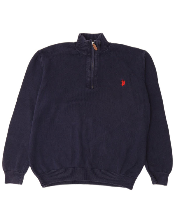 U.S. POLO ASSN. Mens Zip Neck Jumper Sweater 3XL Navy Blue Cotton