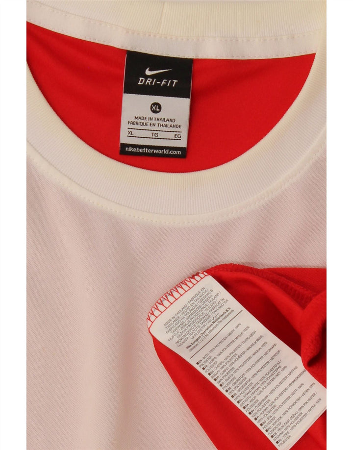 NIKE Mens Dri Fit Top Long Sleeve XL Red Colourblock Polyester