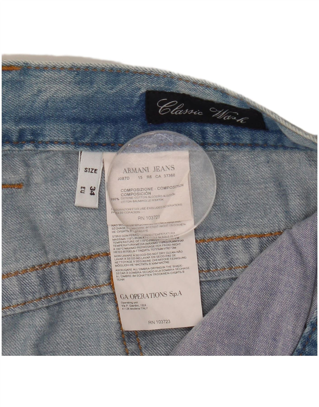 Armani Womens Slim Jeans W34 L33 Blue Cotton