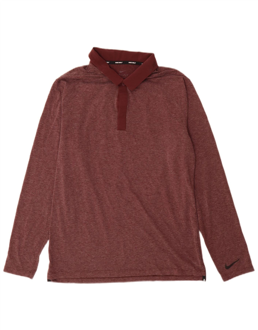 Nike Mens Golf Long Sleeve Polo Shirt Medium Burgundy Polyester