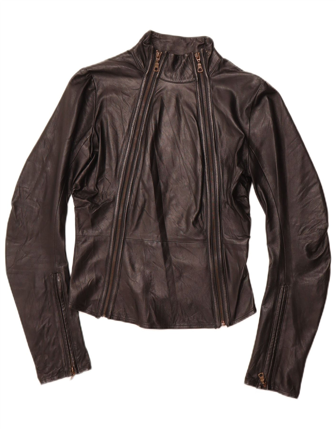 NOLITA Womens Crop Leather Racer Jacket UK 8 Small Black