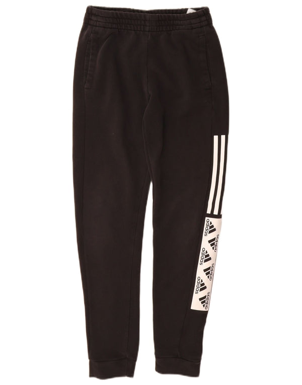 Adidas Boys Tracksuit Trousers Joggers 11-12 Years Black Colourblock