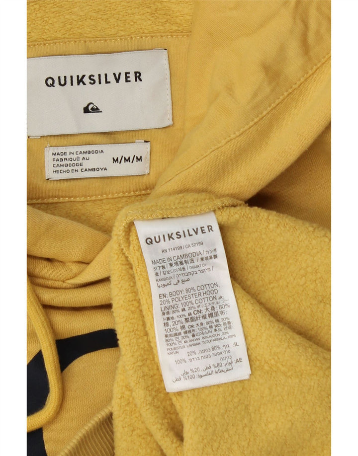 QUIKSILVER Mens Graphic Hoodie Jumper Medium Yellow Cotton