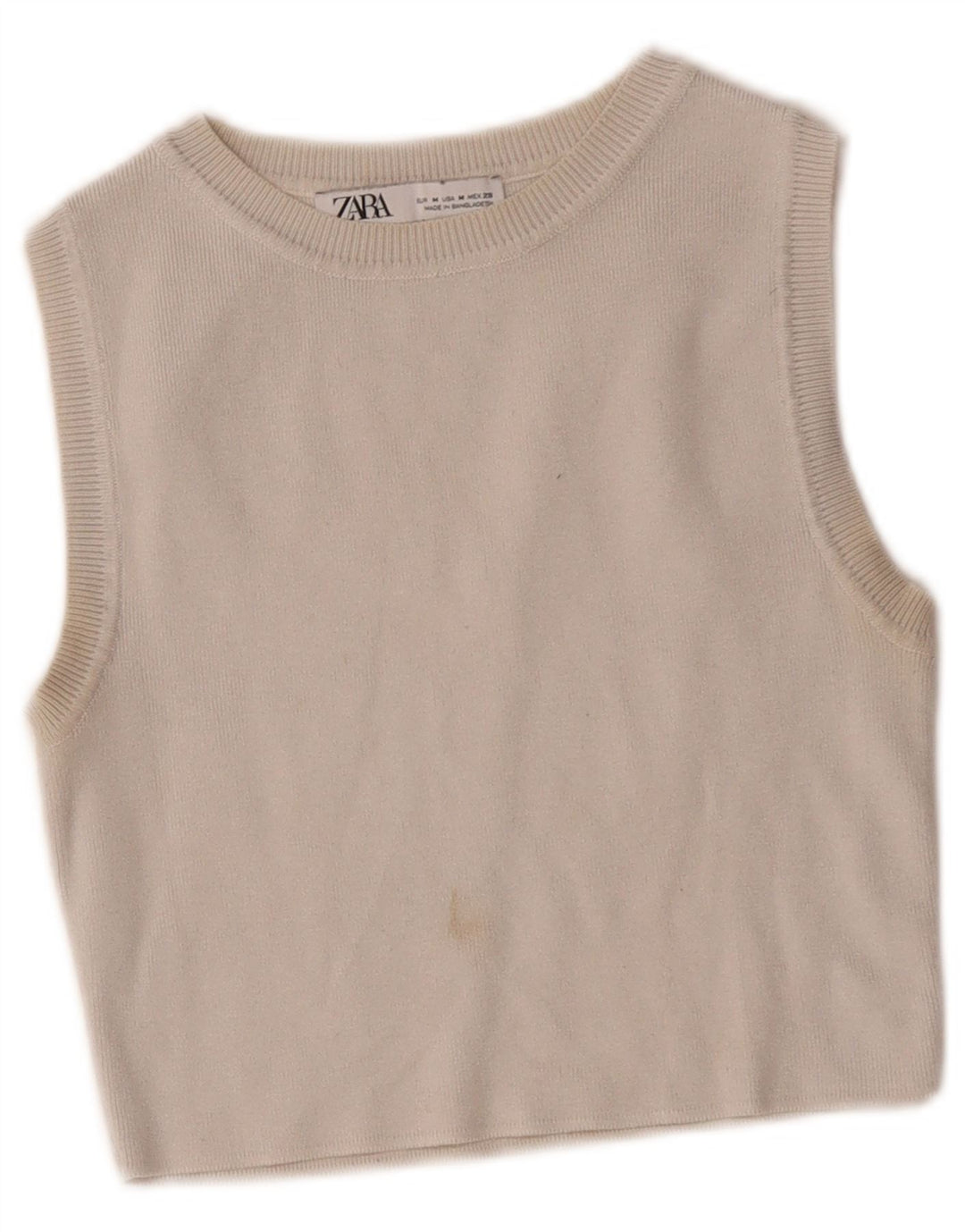 Zara Womens Crop Vest Top UK 12 Medium Off White