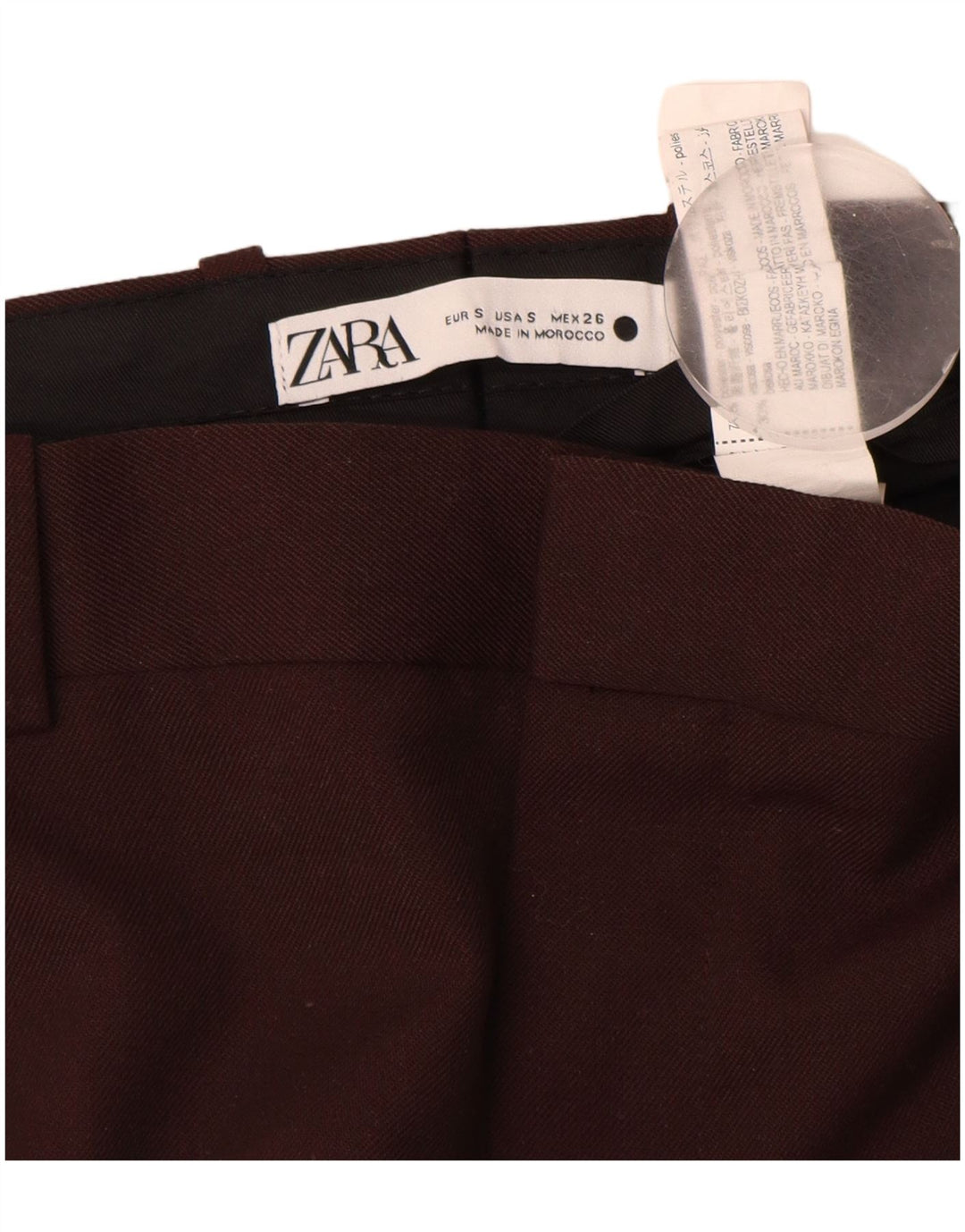 Zara Womens Straight Chino Trousers Small W26 L28 Brown Polyester