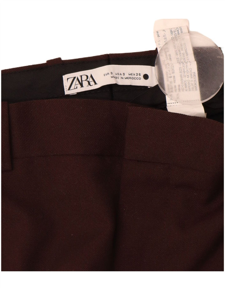 Zara Womens Straight Chino Trousers Small W26 L28 Brown Polyester