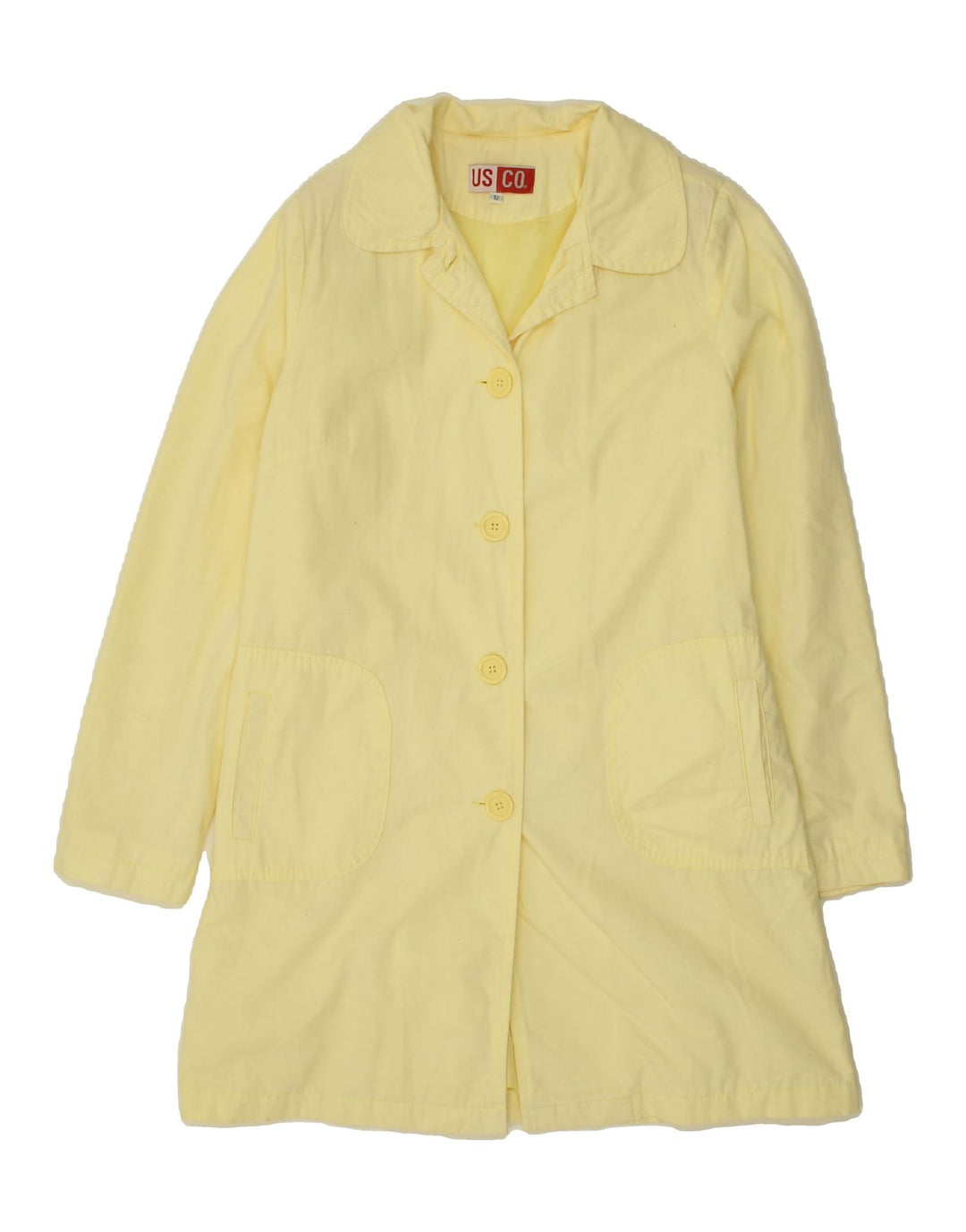 VINTAGE Womens Overcoat UK 12 Medium Yellow Cotton Vintage Vintage and Second-Hand Vintage from Messina Hembry 
