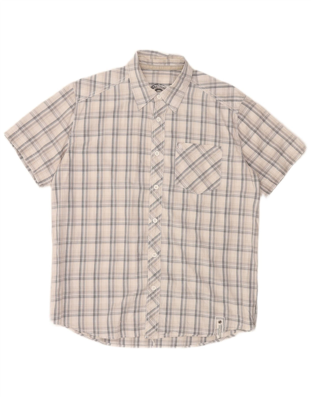 Wrangler Mens Short Sleeve Shirt Medium White Check Cotton