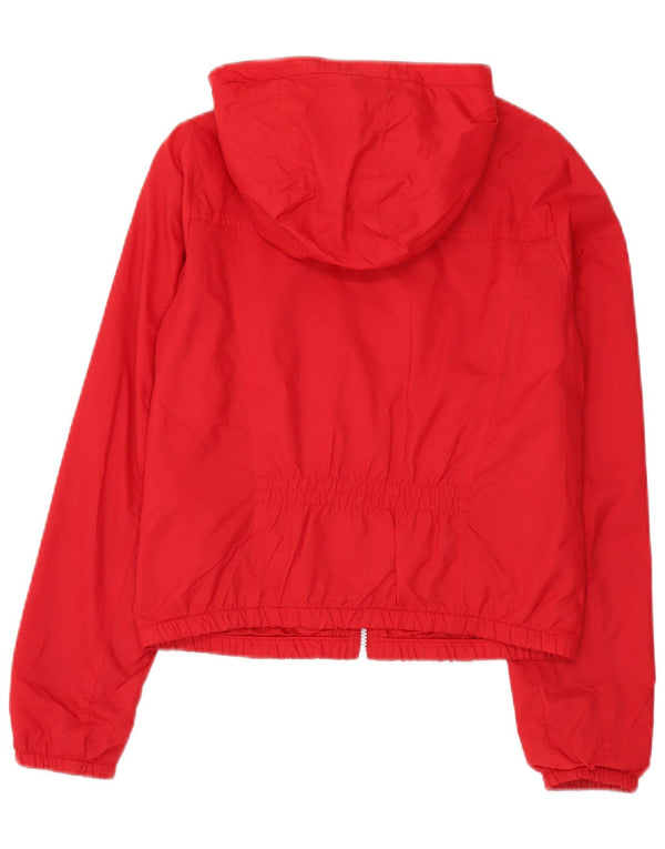 Hollister Womens Hooded Rain Jacket UK 12 Medium Red Nylon