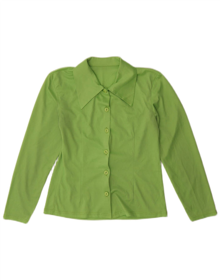 Vintage Womens Shirt Blouse UK 12 Medium Green