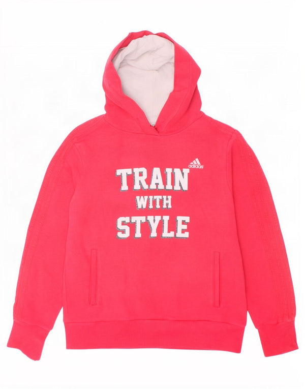 Adidas Boys Graphic Hoodie Jumper 8-9 Years Small Red Cotton