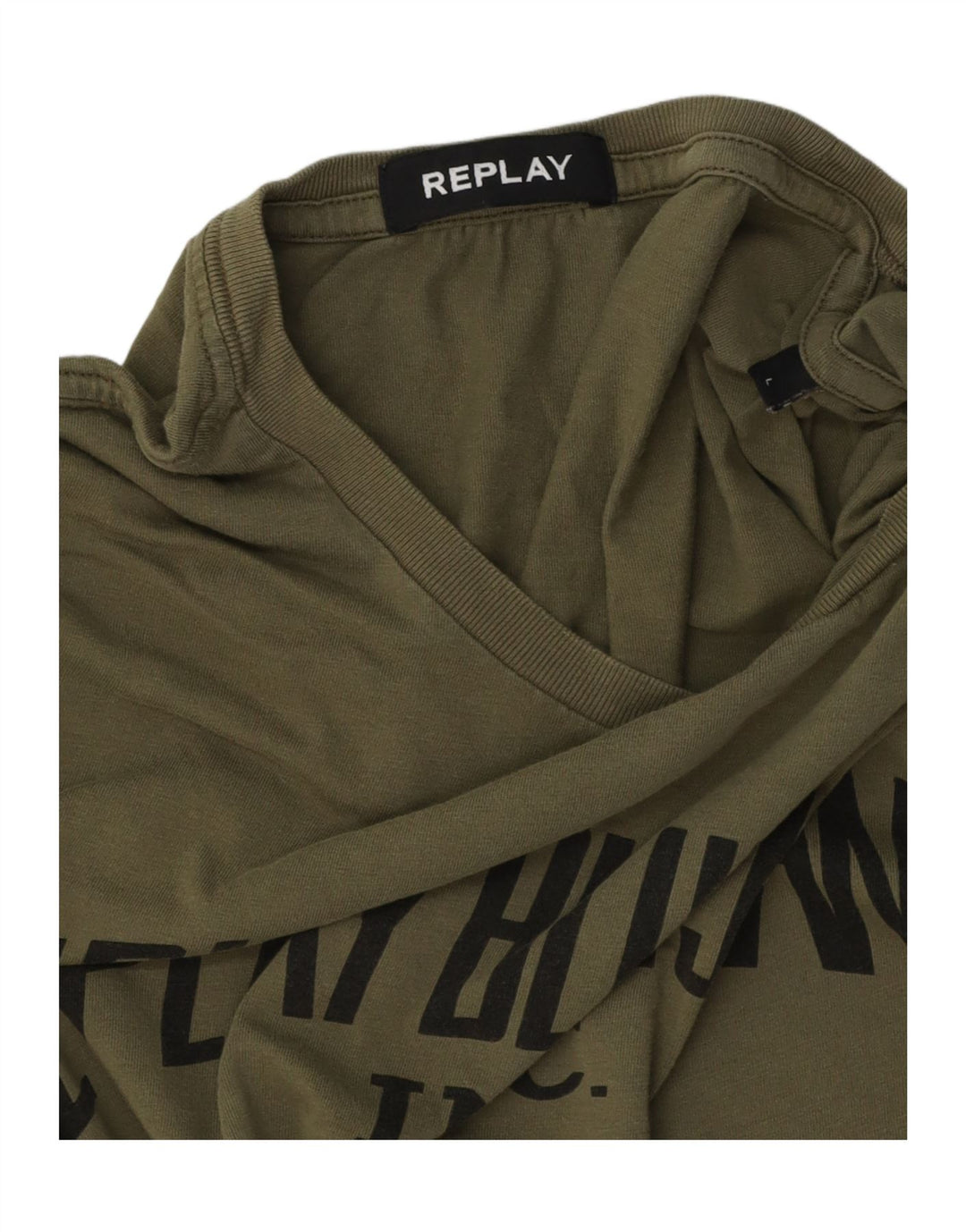 REPLAY Mens Graphic T-Shirt Top Large Khaki
