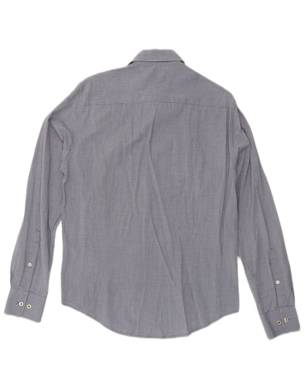 Armani Jeans Mens Custom Fit Shirt Medium Blue Pinstripe Cotton