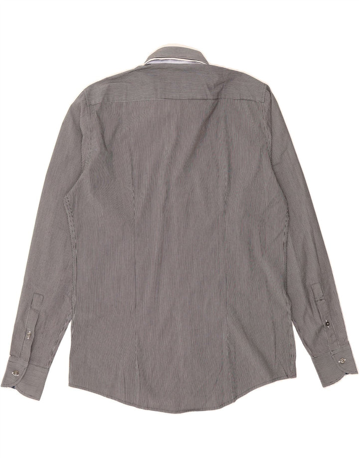 COVERI Mens Shirt Large Grey Pinstripe Cotton Vintage Coveri and Second-Hand Coveri from Messina Hembry 