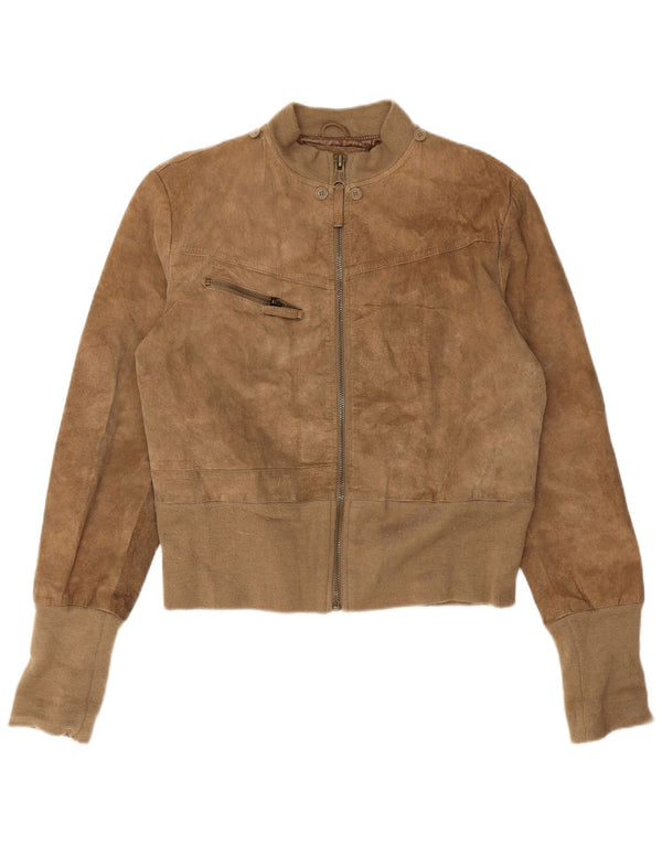 PROJECT Womens Suede Jacket UK 14 Medium Beige Leather