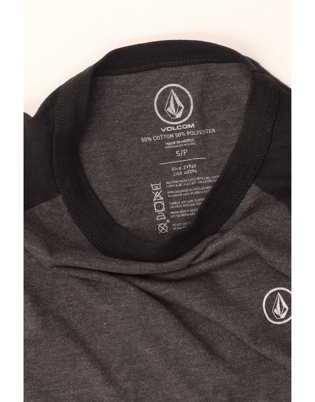Volcom Womens Top 3/4 Sleeve UK 10 Small Grey Colourblock Cotton