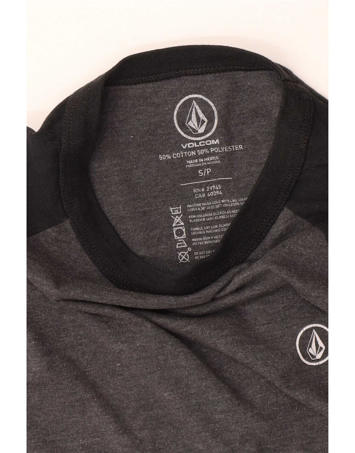 Volcom Womens Top 3/4 Sleeve UK 10 Small Grey Colourblock Cotton