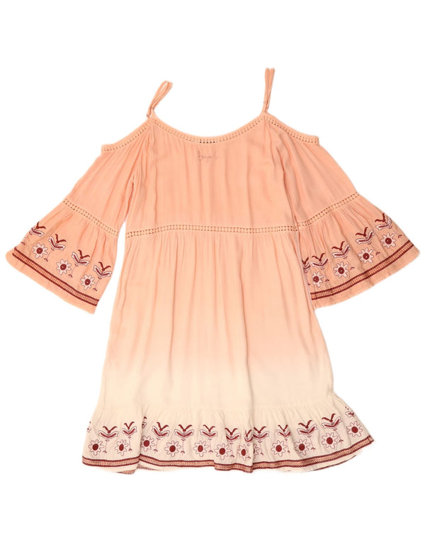 Desigual Womens 3/4 Sleeve Off Shoulder Dress EU 38 Medium Pink Floral