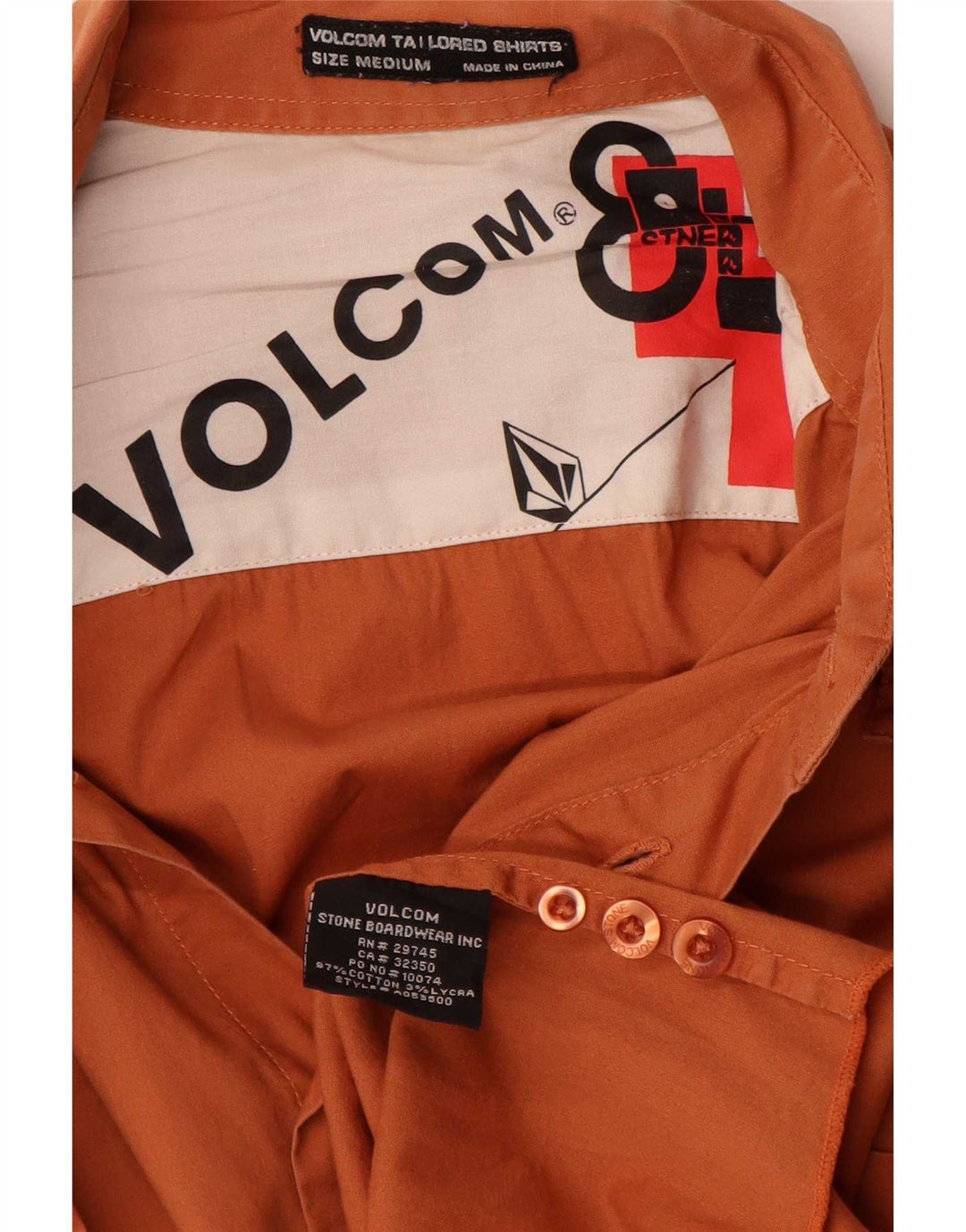 Volcom Mens Shirt Medium Orange