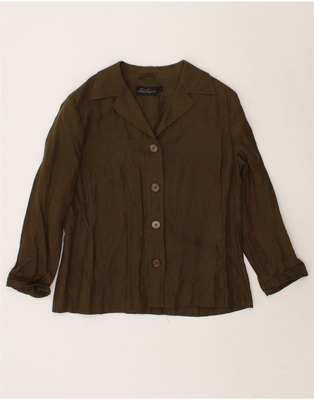 LUISA SPAGNOLI Womens 4 Button Blazer Jacket UK 16 Large Khaki Vintage Luisa Spagnoli and Second-Hand Luisa Spagnoli from Messina Hembry 