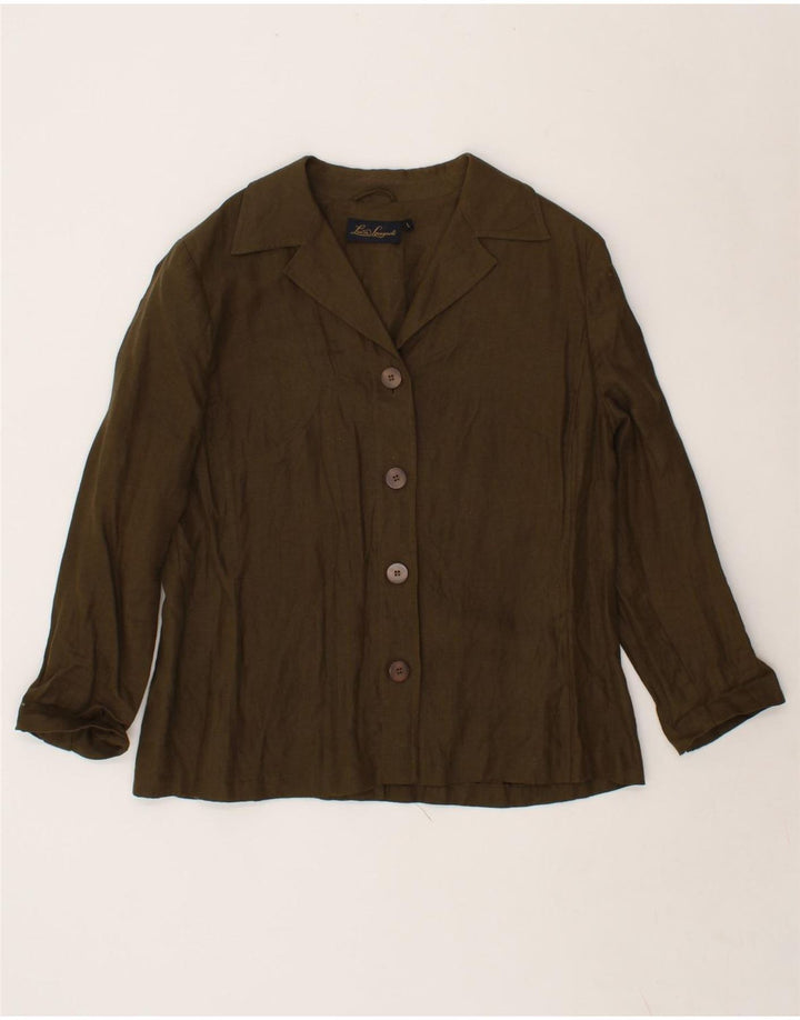LUISA SPAGNOLI Womens 4 Button Blazer Jacket UK 16 Large Khaki Vintage Luisa Spagnoli and Second-Hand Luisa Spagnoli from Messina Hembry 
