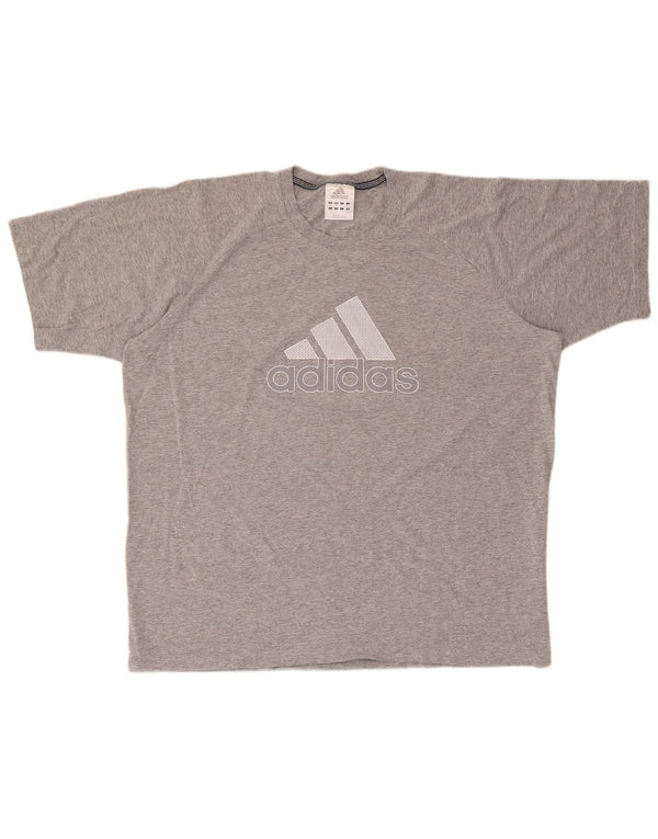 ADIDAS Mens Graphic T-Shirt Top XL Grey Flecked Cotton
